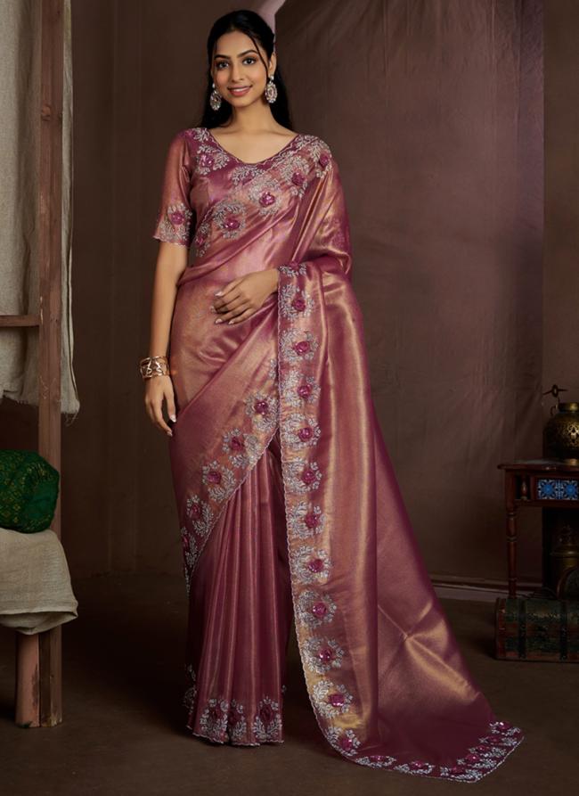 Jimmy Silk Pink Wedding Wear Hand Work Saree